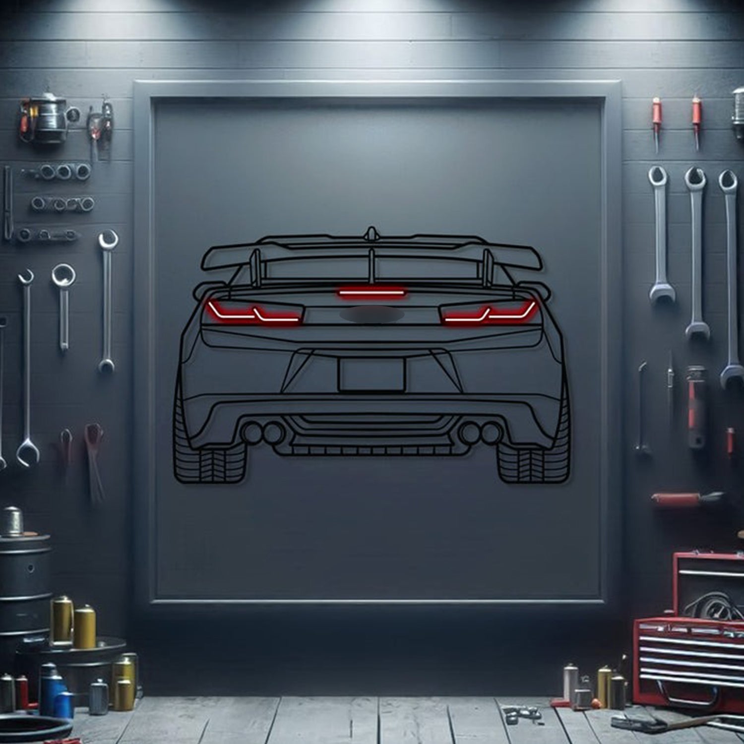 Camaro Back View Metal Neon Car Wall Art – MTN0073