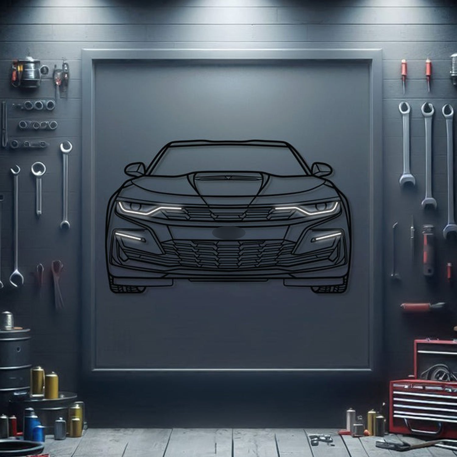 Camaro Front View Metal Neon Car Wall Art – MTN0074