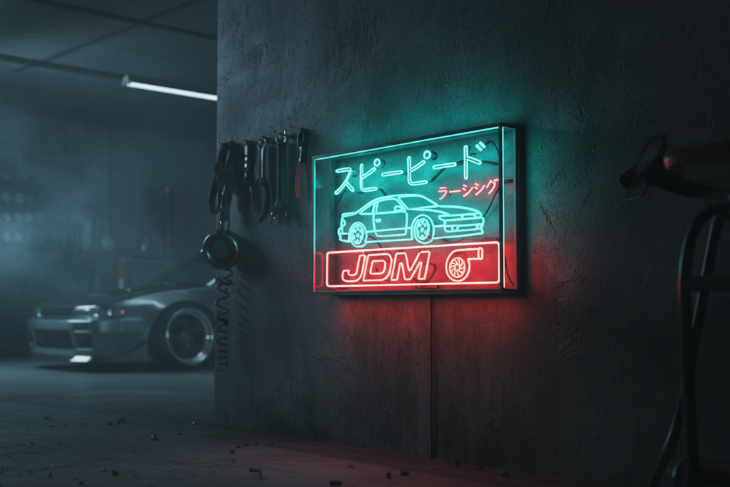 Modello Turbo JDM Neon Light Box – Automotive Wall Décor
